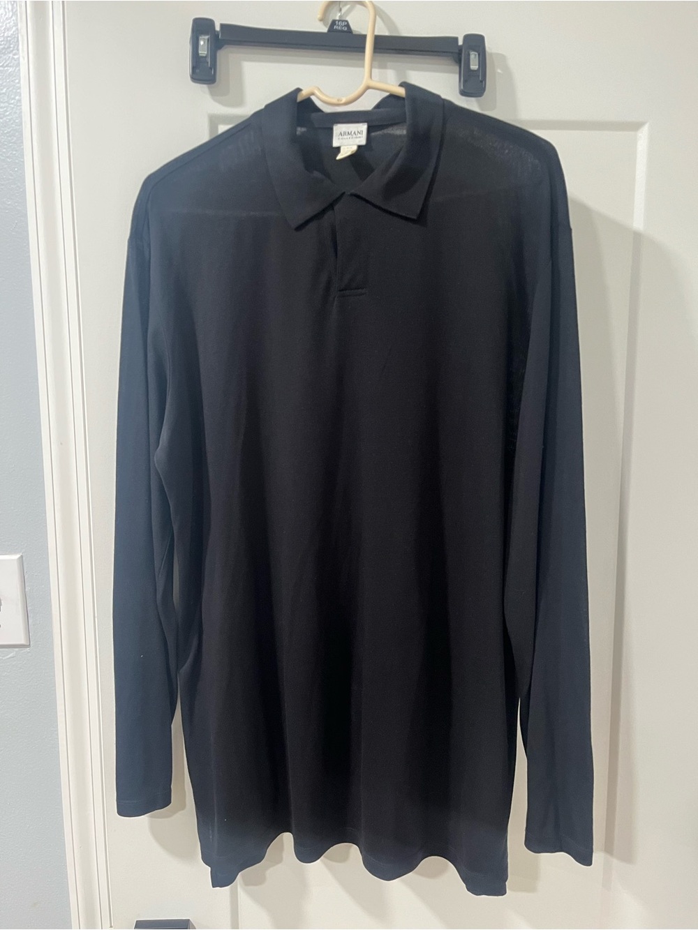 Armani Collezioni Men’s Black Long-Sleeve Polo